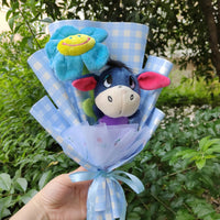 Winnie the pooh flower bouquet cute piglet with soap flowers creative gift - Lusy Store LLC