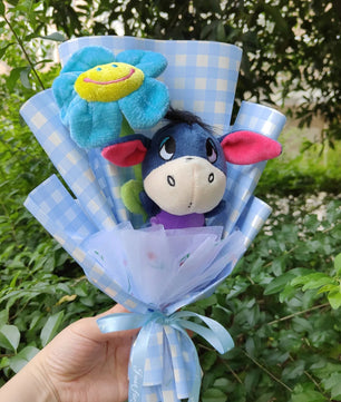 Winnie the pooh flower bouquet cute piglet with soap flowers creative gift - Lusy Store LLC