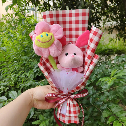 Winnie the pooh flower bouquet cute piglet with soap flowers creative gift - Lusy Store LLC