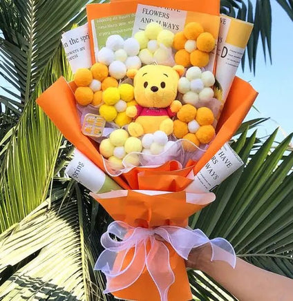 Winnie the pooh flower bouquet cute piglet with soap flowers creative gift - Lusy Store LLC