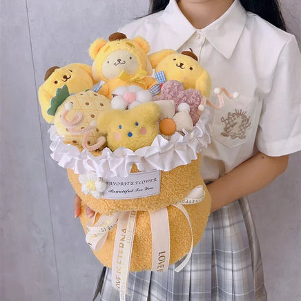 Winnie the pooh flower bouquet pompom purin plush bouquet gift - Lusy Store LLC