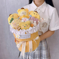Winnie the pooh flower bouquet pompom purin plush bouquet gift - Lusy Store LLC