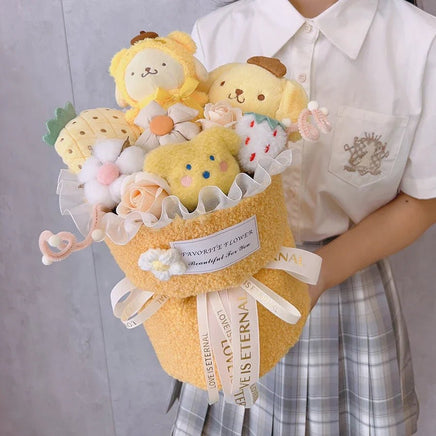 Winnie the pooh flower bouquet pompom purin plush bouquet gift - Lusy Store LLC