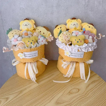 Winnie the pooh flower bouquet pompom purin plush bouquet gift - Lusy Store LLC