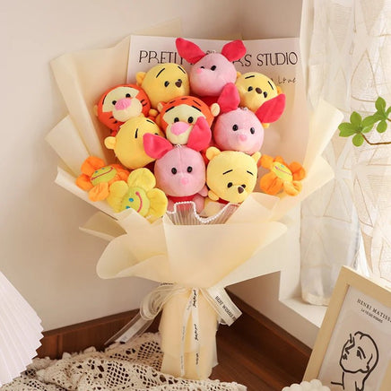 Winnie the pooh flower bouquet pop jumping tiger cute soft doll creative gift - Lusy Store LLC