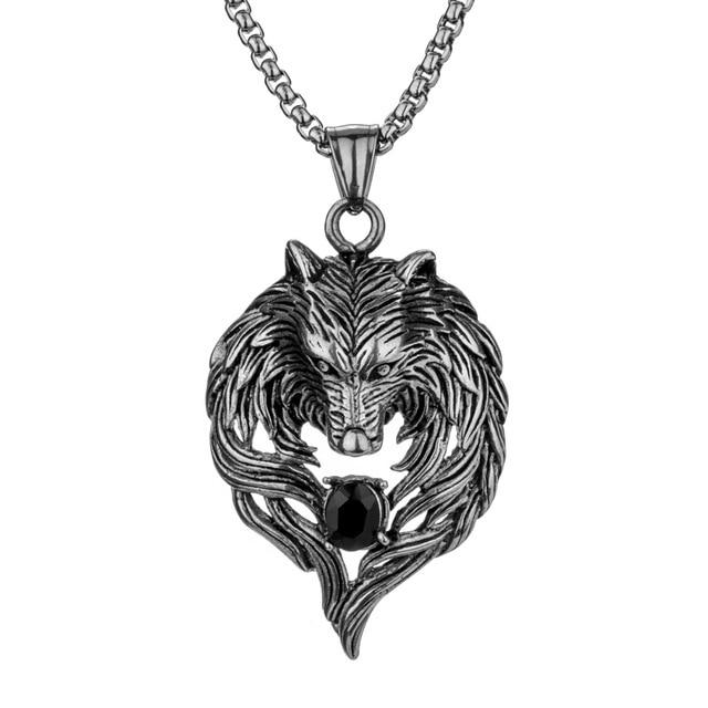 Wolf Stainless Steel Necklace for Men Pendant Chain Biker Jewelry Gift Fathers day - Lusy Store