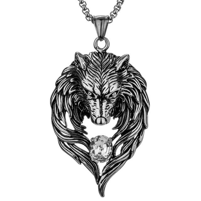 Wolf Stainless Steel Necklace for Men Pendant Chain Biker Jewelry Gift Fathers day - Lusy Store
