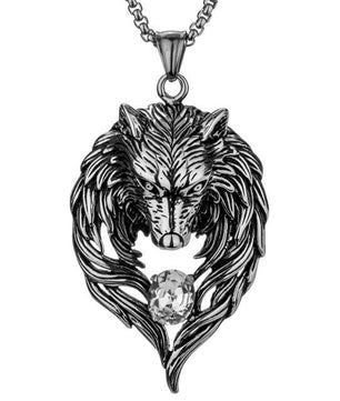 Wolf Stainless Steel Necklace for Men Pendant Chain Biker Jewelry Gift Fathers day - Lusy Store