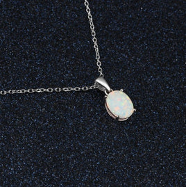 Women 925 Sterling Silver Pendant Necklaces Created Oval - Lusy Store