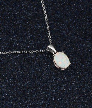 Women 925 Sterling Silver Pendant Necklaces Created Oval - Lusy Store