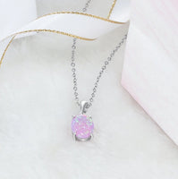 Women 925 Sterling Silver Pendant Necklaces Created Oval - Lusy Store