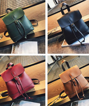 Women Backpack Leather School Bags Teenagers Girls - Lusy Store