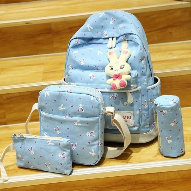 Women Cartoon Print Rucksack Style Sequin Travel Satchel For Teenage Girls - Lusy Store