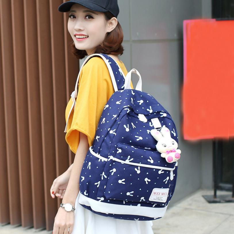 Women Cartoon Print Rucksack Style Sequin Travel Satchel For Teenage Girls - Lusy Store