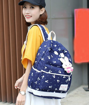 Women Cartoon Print Rucksack Style Sequin Travel Satchel For Teenage Girls - Lusy Store