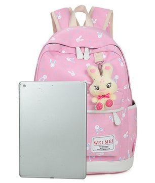 Women Cartoon Print Rucksack Style Sequin Travel Satchel For Teenage Girls - Lusy Store