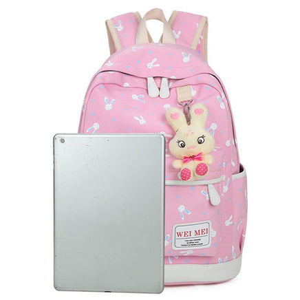 Women Cartoon Print Rucksack Style Sequin Travel Satchel For Teenage Girls - Lusy Store
