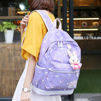 Women Cartoon Print Rucksack Style Sequin Travel Satchel For Teenage Girls - Lusy Store