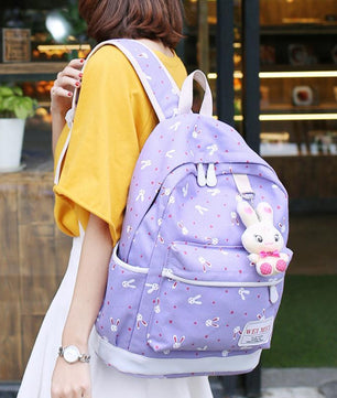 Women Cartoon Print Rucksack Style Sequin Travel Satchel For Teenage Girls - Lusy Store