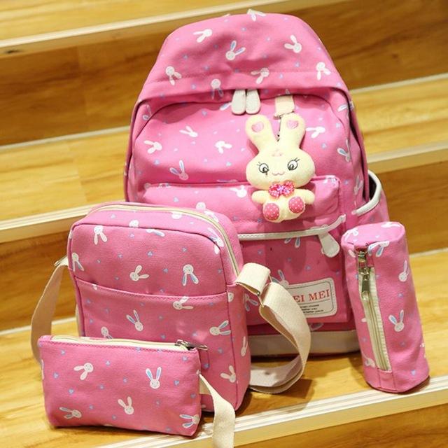 Women Cartoon Print Rucksack Style Sequin Travel Satchel For Teenage Girls - Lusy Store