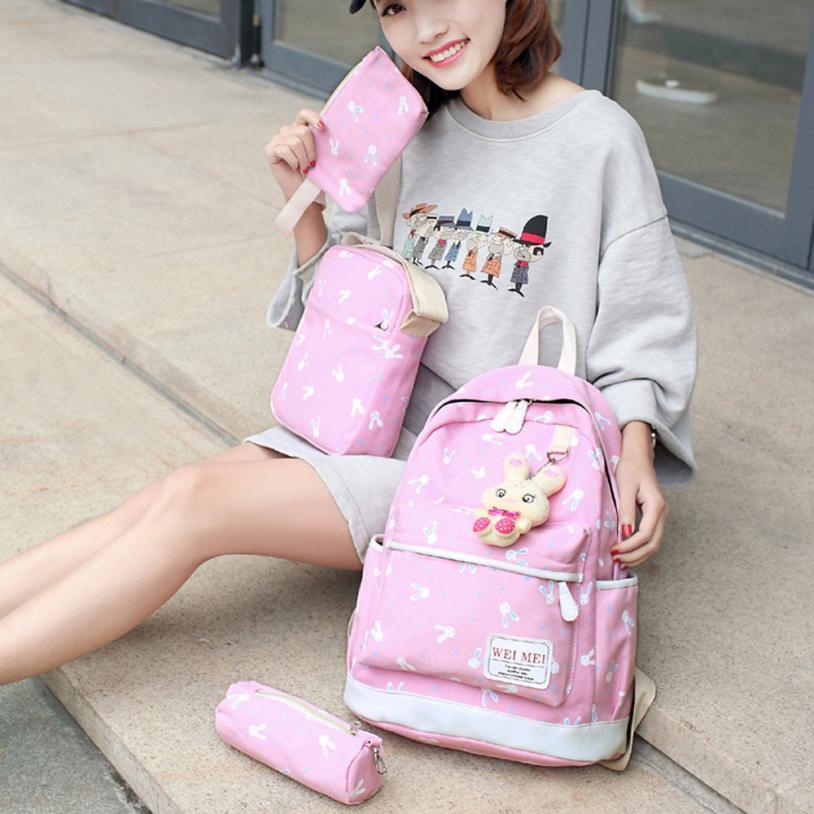 Women Cartoon Print Rucksack Style Sequin Travel Satchel For Teenage Girls - Lusy Store