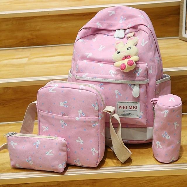 Women Cartoon Print Rucksack Style Sequin Travel Satchel For Teenage Girls - Lusy Store