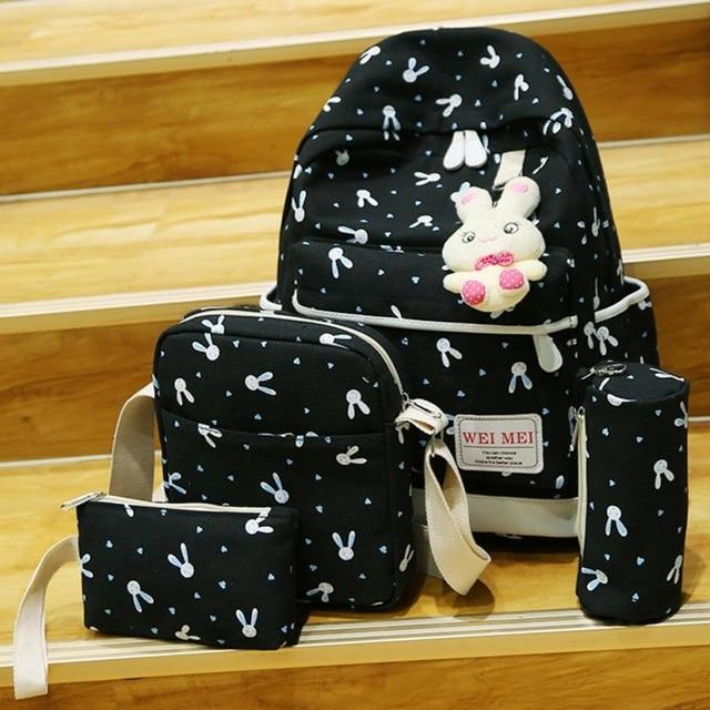 Women Cartoon Print Rucksack Style Sequin Travel Satchel For Teenage Girls - Lusy Store