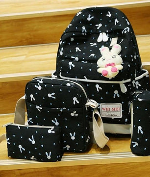 Women Cartoon Print Rucksack Style Sequin Travel Satchel For Teenage Girls - Lusy Store