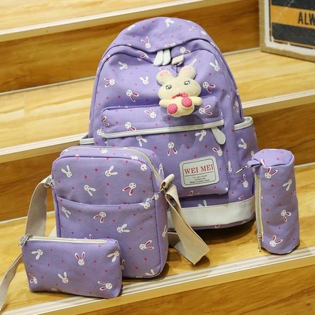 Women Cartoon Print Rucksack Style Sequin Travel Satchel For Teenage Girls - Lusy Store