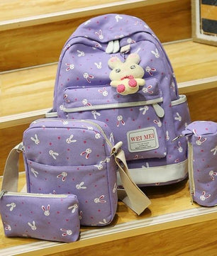 Women Cartoon Print Rucksack Style Sequin Travel Satchel For Teenage Girls - Lusy Store
