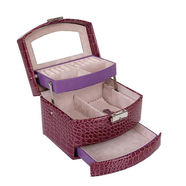 Women Makeup Carrying Case Casket Jewelry Leather - Lusy Store