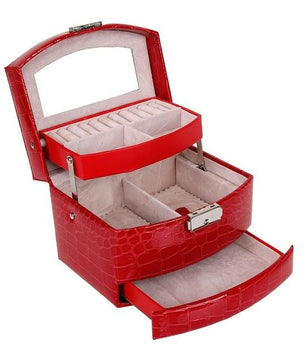 Women Makeup Carrying Case Casket Jewelry Leather - Lusy Store