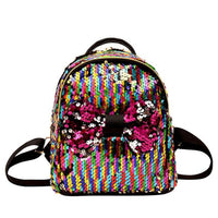 Women Sequins Bow Tie Backpacks Teenage Girls Travel Large Capacity Bags - Lusy Store