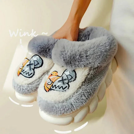 Women Slippers Warm Shoes Plush Lining Cotton Couple Platform High Top - Lusy Store LLC