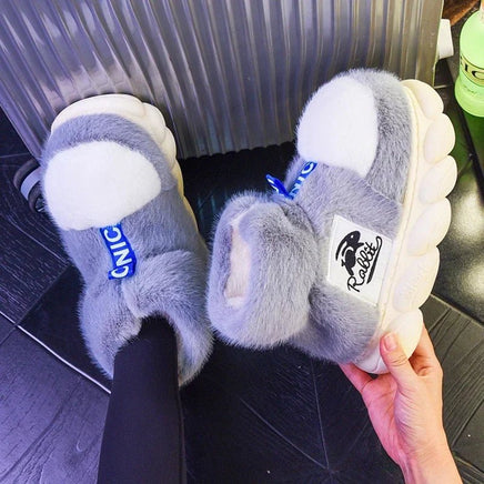 Women Slippers Warm Shoes Plush Lining Cotton Couple Platform High Top - Lusy Store LLC