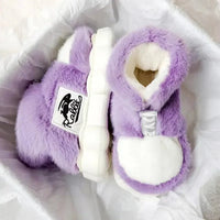 Women Slippers Warm Shoes Plush Lining Cotton Couple Platform High Top - Lusy Store LLC