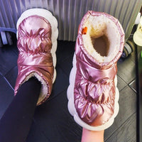 Women Slippers Warm Shoes Plush Lining Cotton Couple Platform High Top - Lusy Store LLC