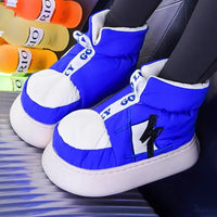 Women Slippers Warm Shoes Plush Lining Cotton Couple Platform High Top - Lusy Store LLC