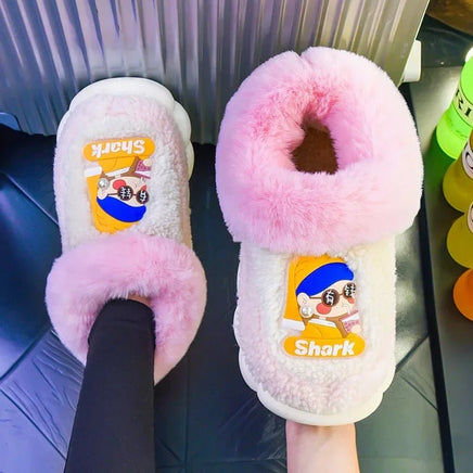 Women Slippers Warm Shoes Plush Lining Cotton Couple Platform High Top - Lusy Store LLC