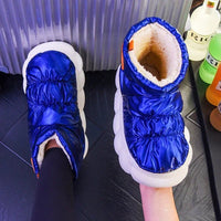 Women Slippers Warm Shoes Plush Lining Cotton Couple Platform High Top - Lusy Store LLC