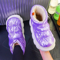 Women Slippers Warm Shoes Plush Lining Cotton Couple Platform High Top - Lusy Store LLC