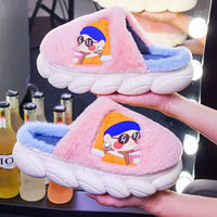 Women Slippers Warm Shoes Plush Lining Cotton Couple Platform High Top - Lusy Store LLC