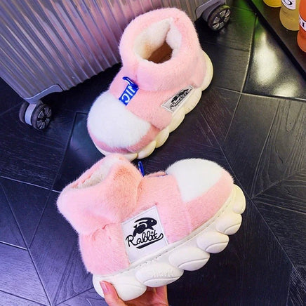 Women Slippers Warm Shoes Plush Lining Cotton Couple Platform High Top - Lusy Store LLC