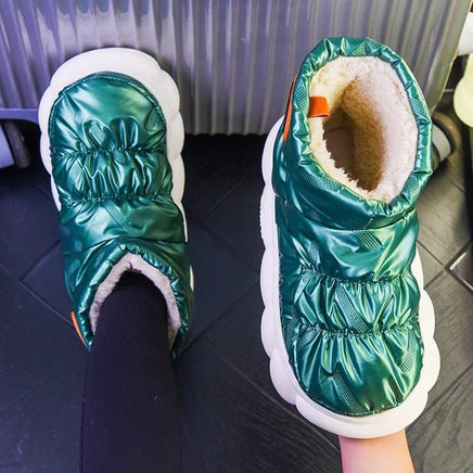 Women Slippers Warm Shoes Plush Lining Cotton Couple Platform High Top - Lusy Store LLC