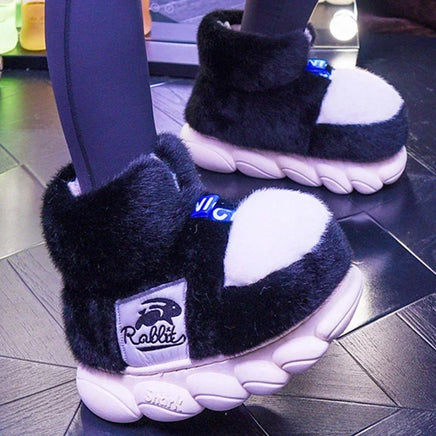 Women Slippers Warm Shoes Plush Lining Cotton Couple Platform High Top - Lusy Store LLC