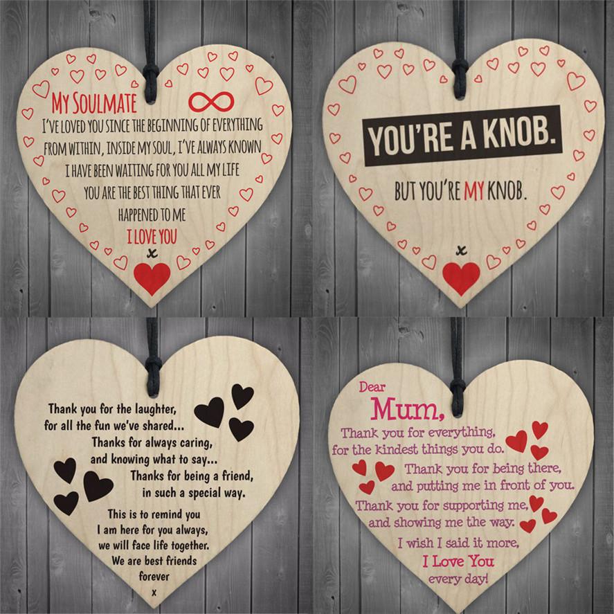 Wooden Hanging Board Thanksgiving Mum Wood Heart Plaque Sign Friendship Decoration - Lusy Store