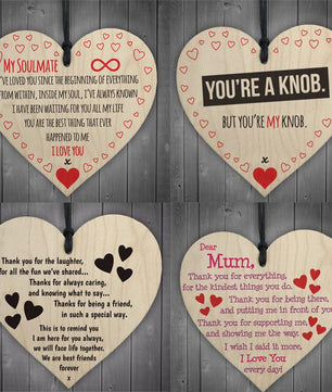 Wooden Hanging Board Thanksgiving Mum Wood Heart Plaque Sign Friendship Decoration - Lusy Store