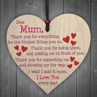 Wooden Hanging Board Thanksgiving Mum Wood Heart Plaque Sign Friendship Decoration - Lusy Store