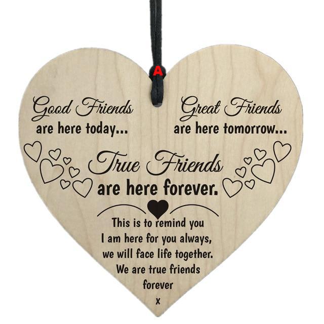 Wooden Hanging Gift Plaque Pendant Family Friendship Love Sign Wine Tags Decor Teacher - Lusy Store